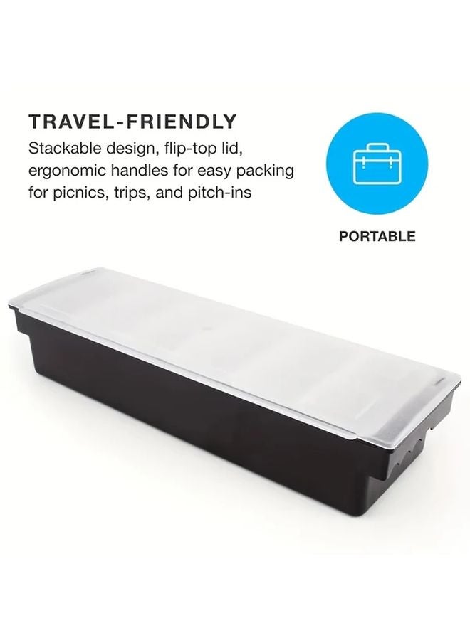 6 Pcs Durable Plastic Serving Tray With Lids For Food Service And Large Groups - Image 3